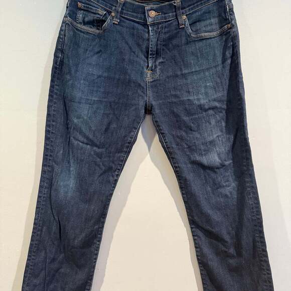 7 For All Mankind Standard Men’s Jeans Size 34 Straight Leg Dark Wash Denim - Picture 1 of 4